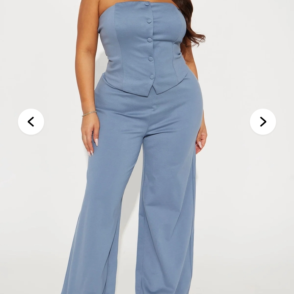 Fashion Nova Strapless Blue Jumpsuit